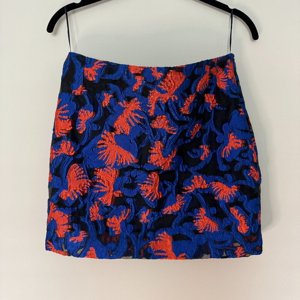 Gorgeous, blue and orange embroidered Mary Katrantzou skirt, Sz S